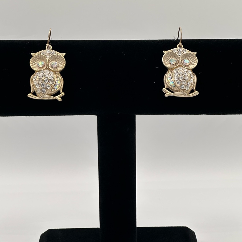 Elegant Gold Owl Earrings